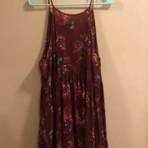 Maroon floral mini dress